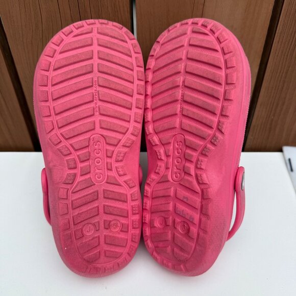Crocs Pink Fuzzy Lined Clogs Size J3 - Picture 7 of 9
